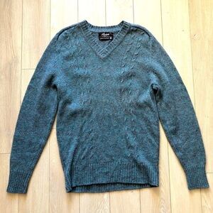 Vintage Rendale Shetland Wool V-neck Fully Fashioned Tricot Sweater Size L